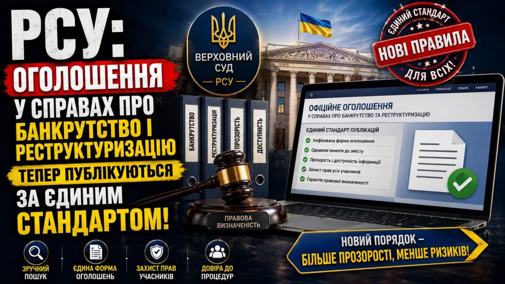 РСУ змінила правила оприлюднення судових оголошень у господарських справах АСДС 2026