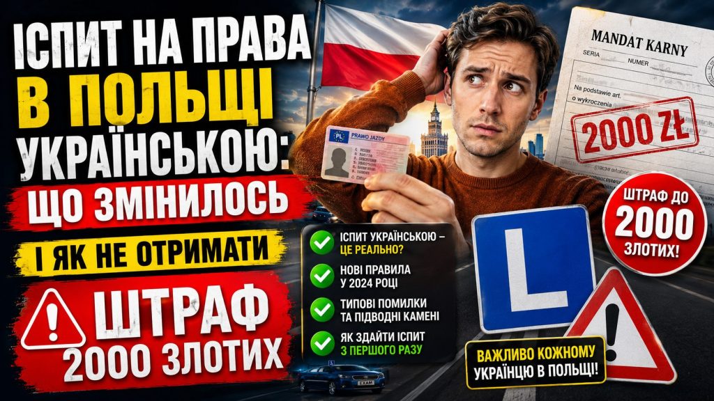 Українець складає іспит на водійські права у Польщі 2026