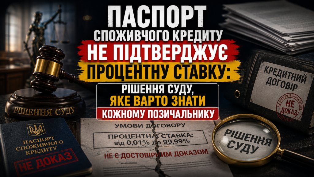 Паспорт споживчого кредиту не підтверджує процентну ставку - рішення суду